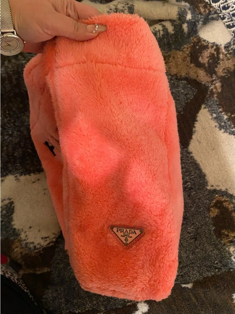 Prada Milano Plush Tote Bag - Hot Pink - Picture 3 of 7